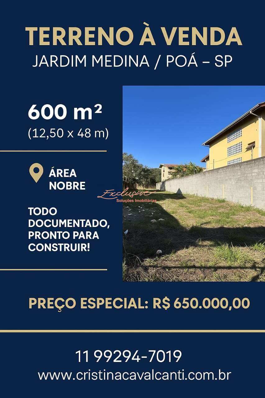 TERRENO À VENDA – JARDIM MEDINA / POÁ – SP - Cristina Cavalcanti